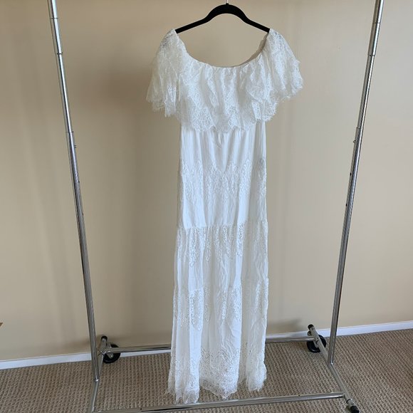 L'Atiste White Lace Maxi Dress Off-the-Shoulder - Picture 6 of 10